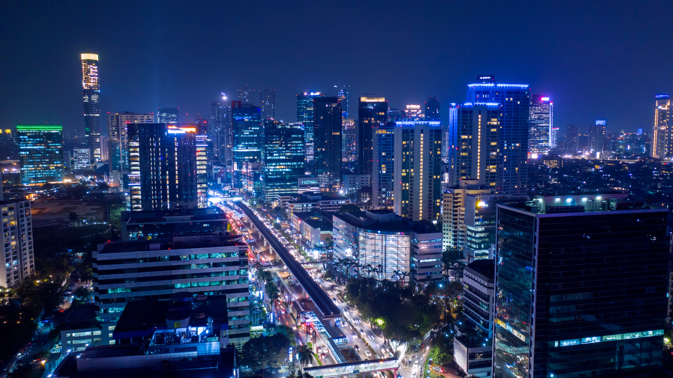 Beautiful Night View of Jakarta City